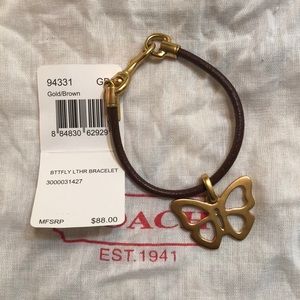 NWT Brown and Gold Coach Butterfly Bracelet